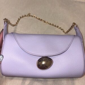 Cafuné Lilac Pebbled Leather Cylinder Shoulder Bag Gold Chain Shoulder Bag